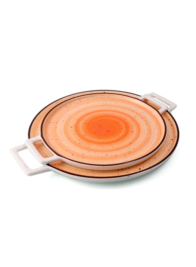 Color Glaze Porcelain Pizza Plate 32.5x26.5 cm,Orange