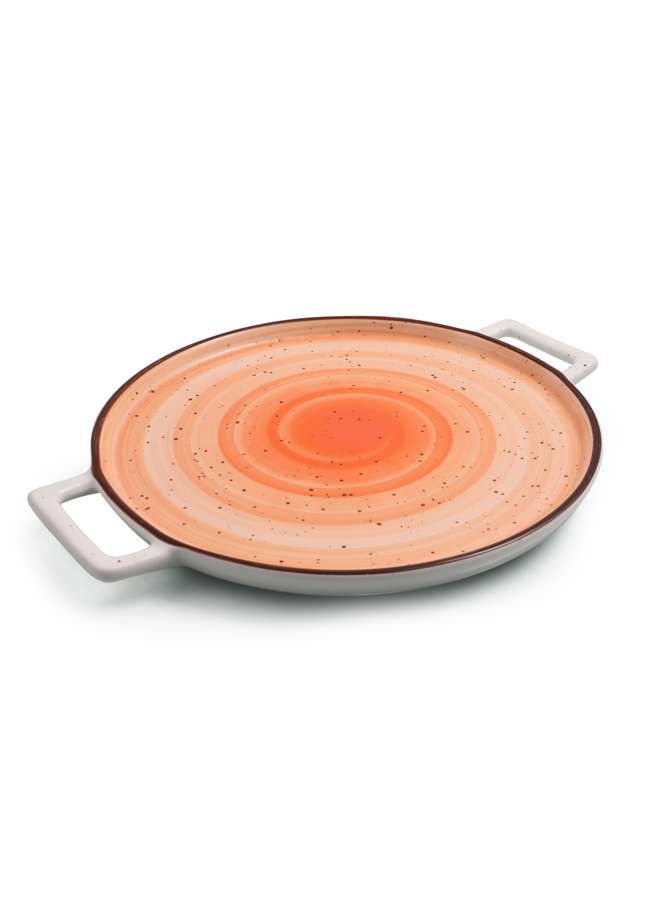 Color Glaze Porcelain Pizza Plate 32.5x26.5 cm,Orange