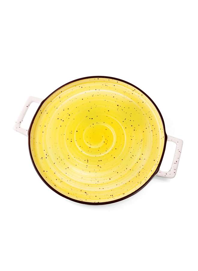 Color Glaze Porcelain Pizza Plate 32.5x26.5 cm,Yellow