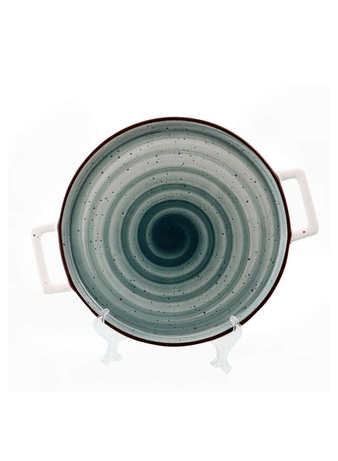 Color Glaze Porcelain Pizza Plate 32.5x26.5 cm,Green