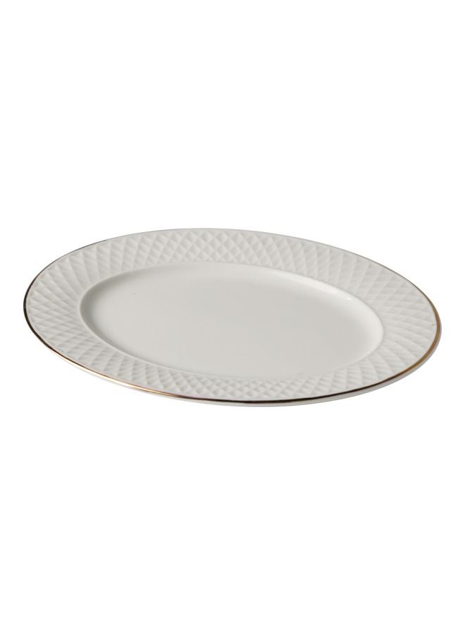 Eclat Ceramic Oval Platter White/Gold 34x34centimeter
