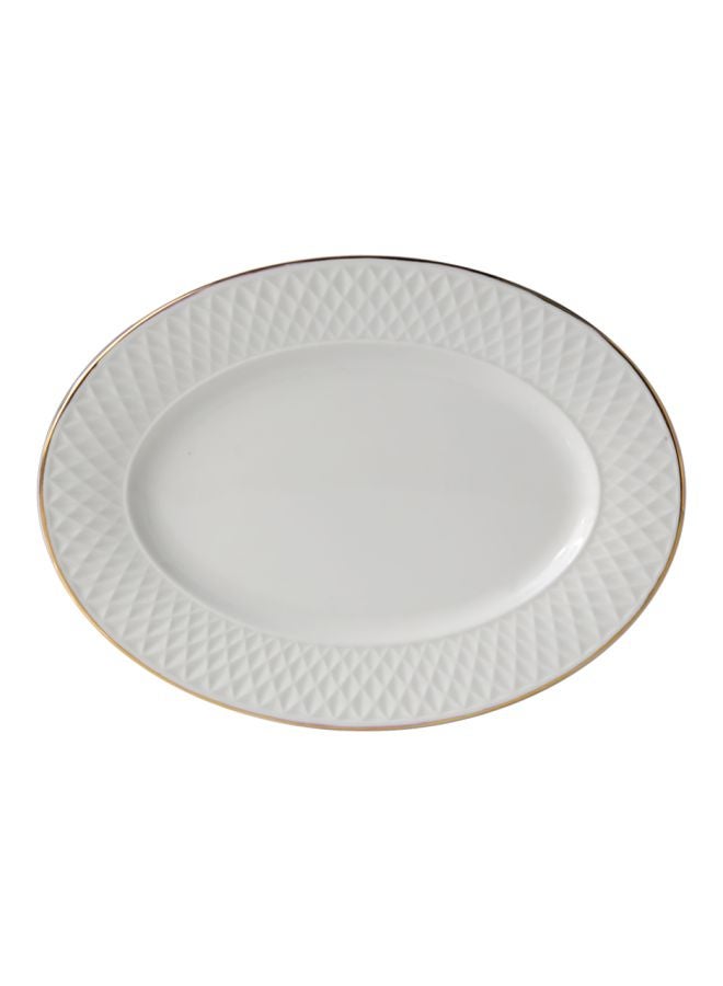 Eclat Ceramic Oval Platter White/Gold 34x34centimeter