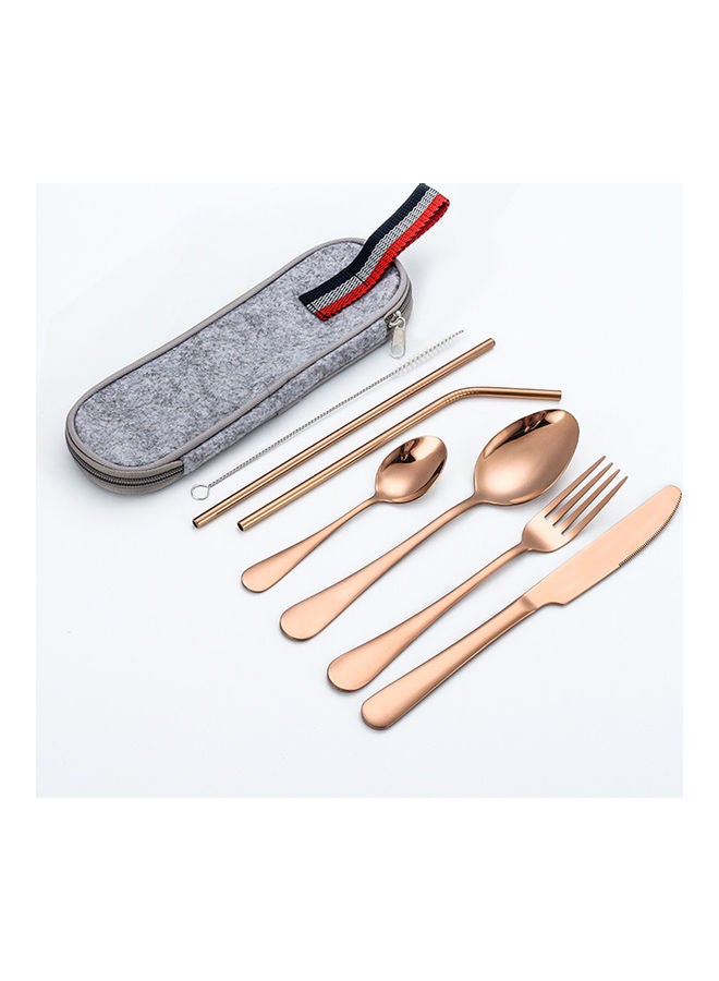 8-Piece Stainless Steel Tableware Set Rose Gold/Grey