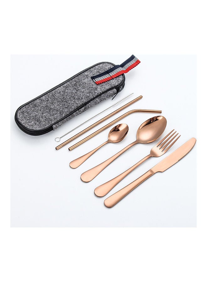 8-Piece Stainless Steel Tableware Set Rose Gold/Grey