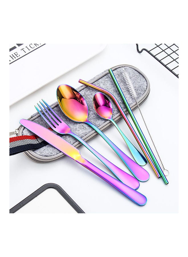 8-Piece Stainless Steel Tableware Set Pink/Gold/Grey