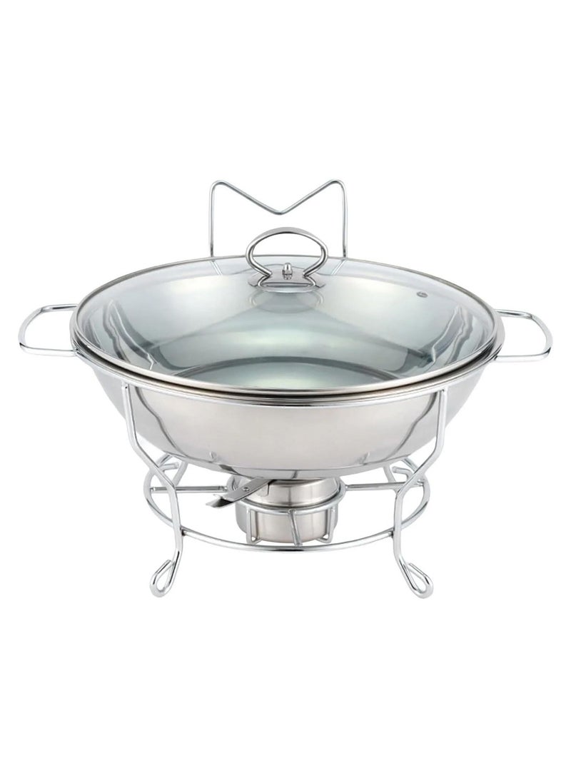 Stainless Steel Chafing Dish Buffet Round Buffet Warmer Chafer with Lid for Buffet Weddings Parties Banquets Catering Events (Silver)