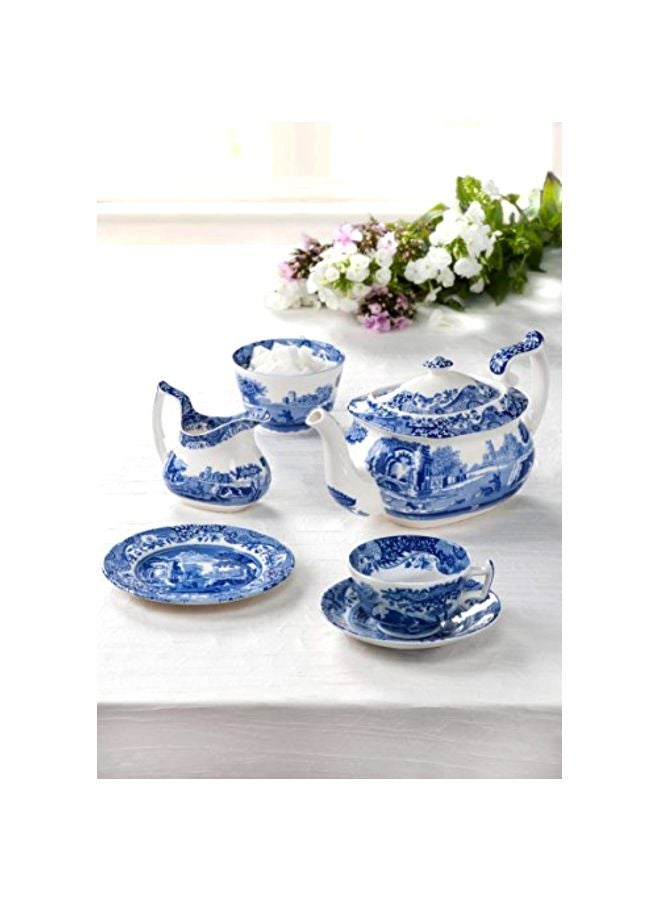 4-Piece Italian Pasta Bowl Set Blue/White 9inch