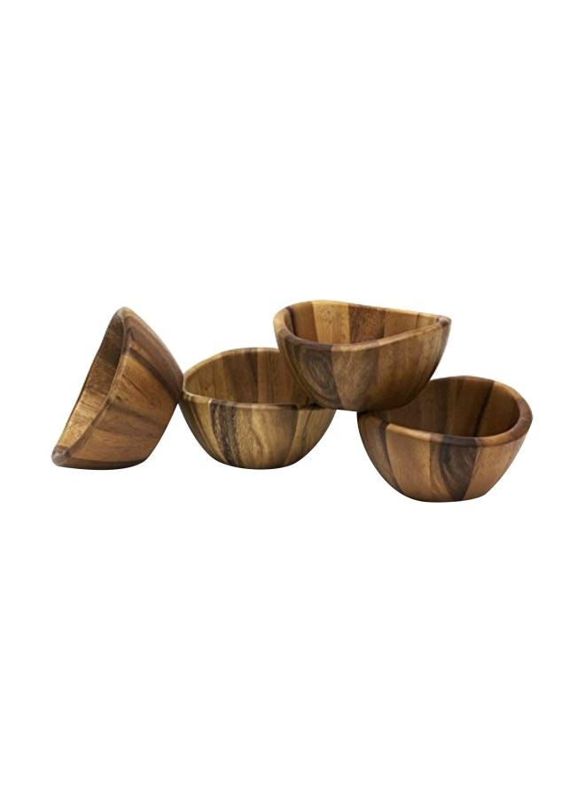 4-Piece Wave Bowl Set Brown 6x6x3inch