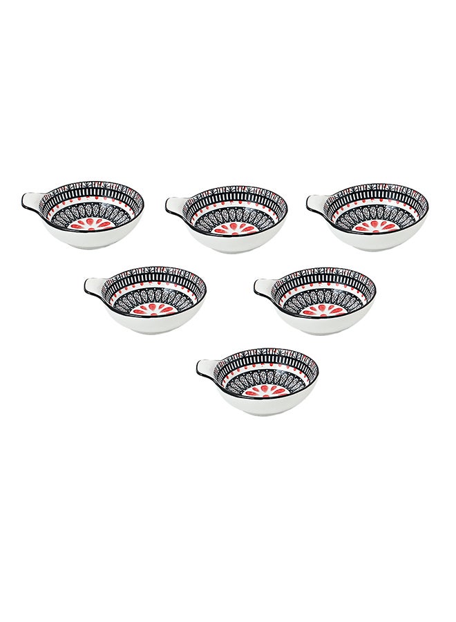 6-Piece Hand-Painted Saucer With Handle Black/ White 11.2x9.5x4cm