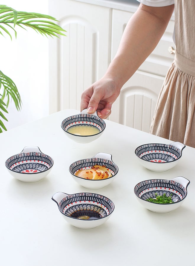 6-Piece Hand-Painted Saucer With Handle Black/ White 11.2x9.5x4cm