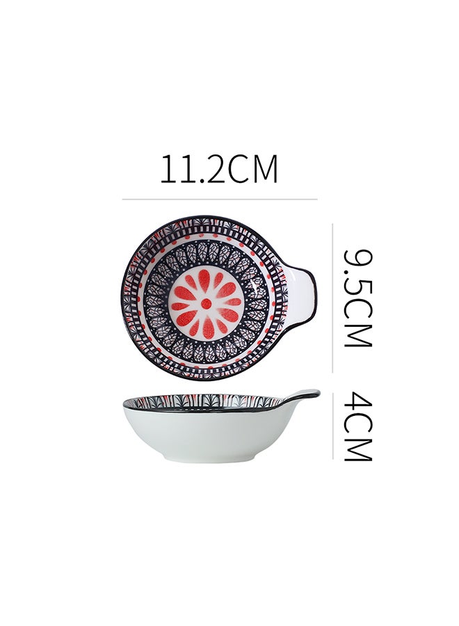 6-Piece Hand-Painted Saucer With Handle Black/ White 11.2x9.5x4cm