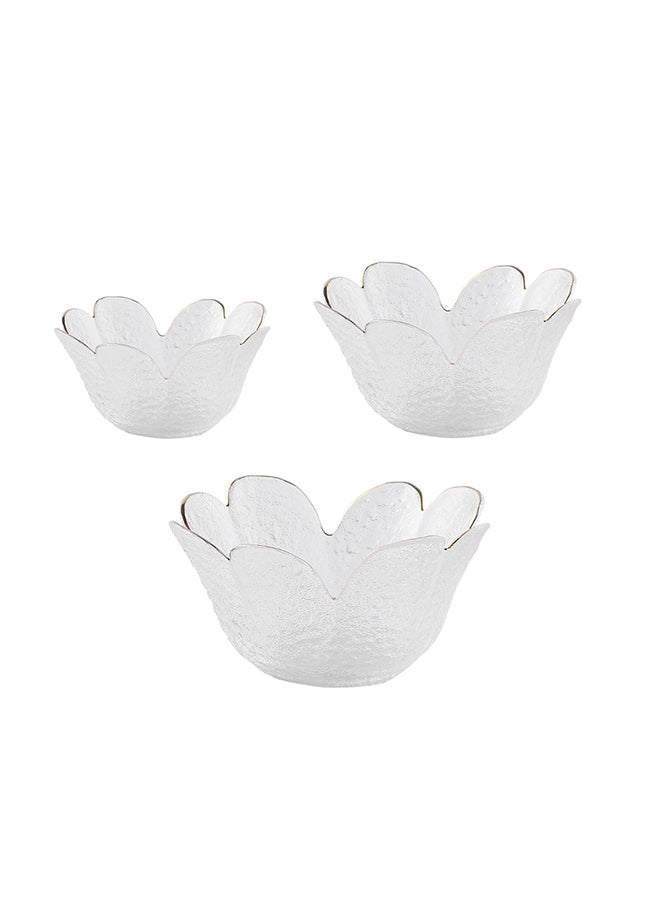 3-Piece Household Glass Bowl Clear 17.5x17.5x8.5cm
