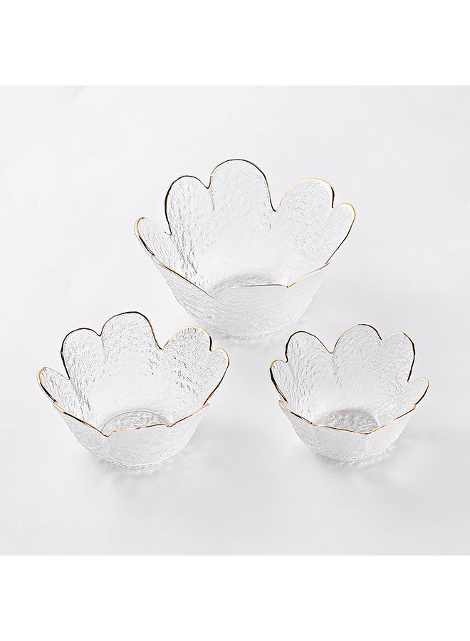 3-Piece Household Glass Bowl Clear 17.5x17.5x8.5cm