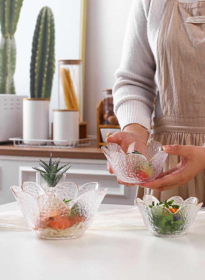 3-Piece Household Glass Bowl Clear 17.5x17.5x8.5cm