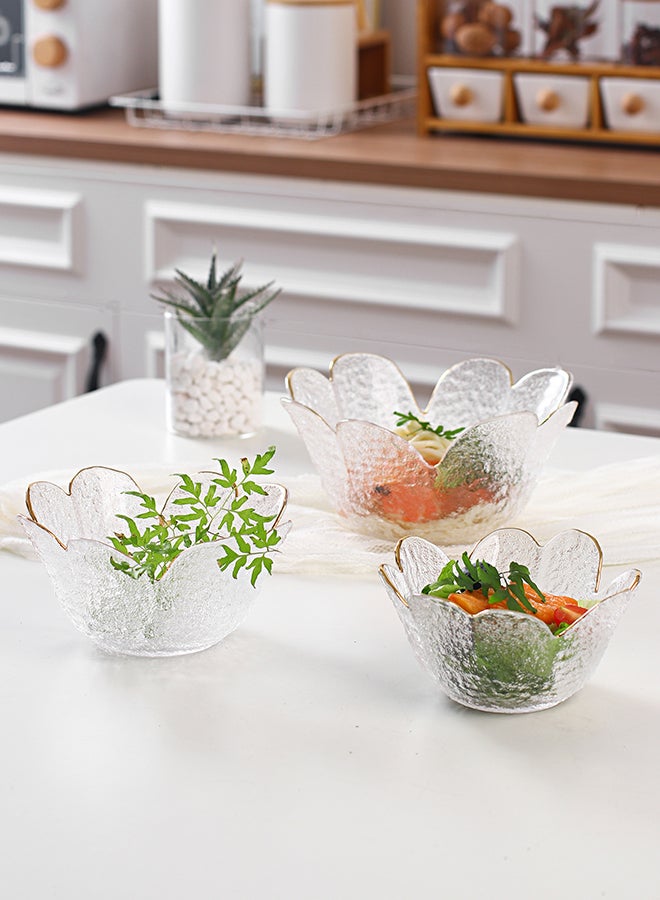 3-Piece Household Glass Bowl Clear 17.5x17.5x8.5cm