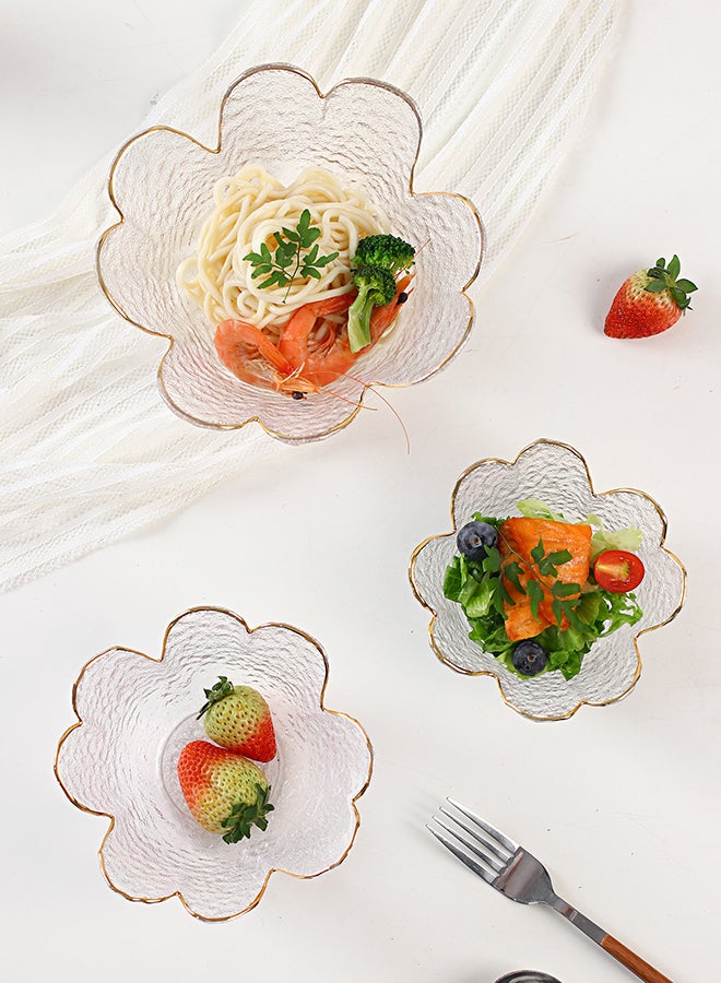 3-Piece Household Glass Bowl Clear 17.5x17.5x8.5cm
