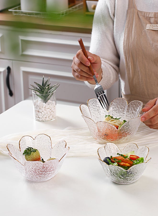 3-Piece Household Glass Bowl Clear 17.5x17.5x8.5cm