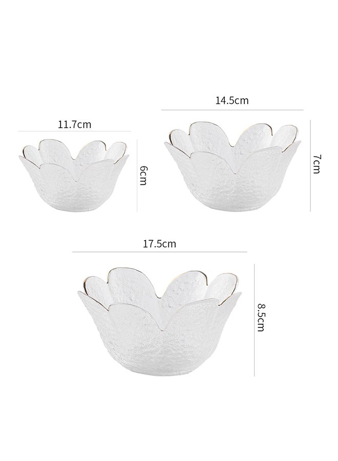 3-Piece Household Glass Bowl Clear 17.5x17.5x8.5cm
