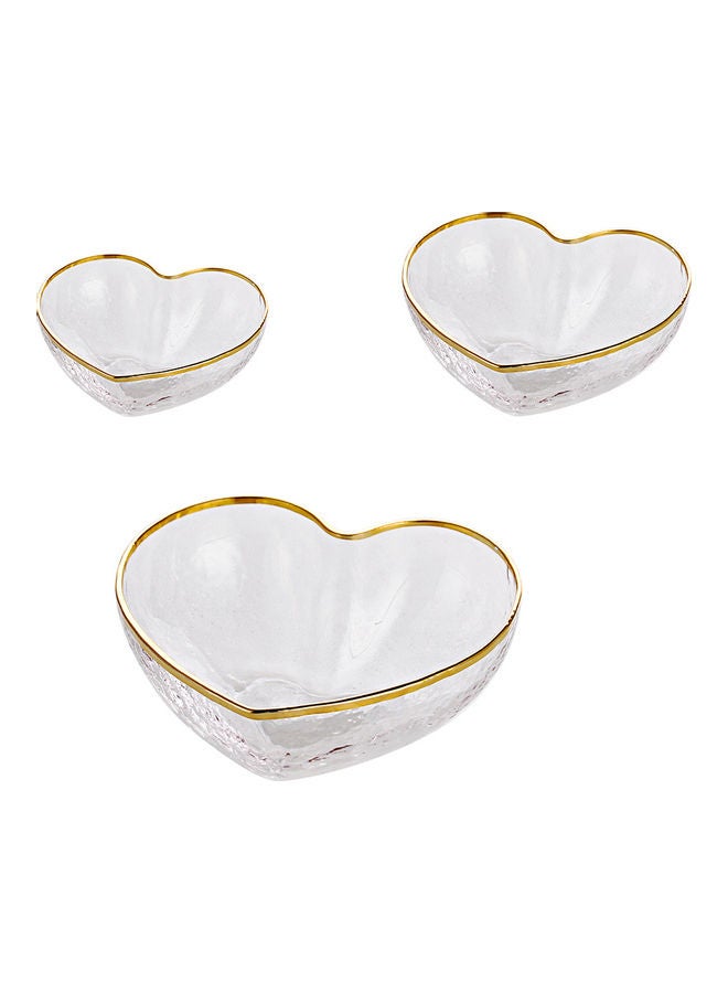 3-Piece Love Shaped Glass Bowl Clear 14.7 X 14.7 X 5.5cm