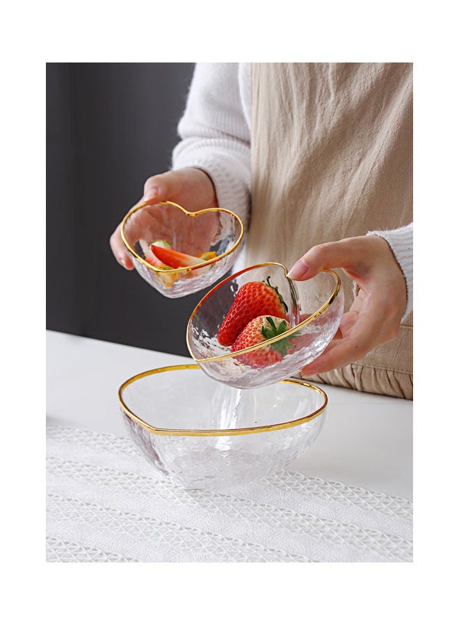 3-Piece Love Shaped Glass Bowl Clear 14.7 X 14.7 X 5.5cm
