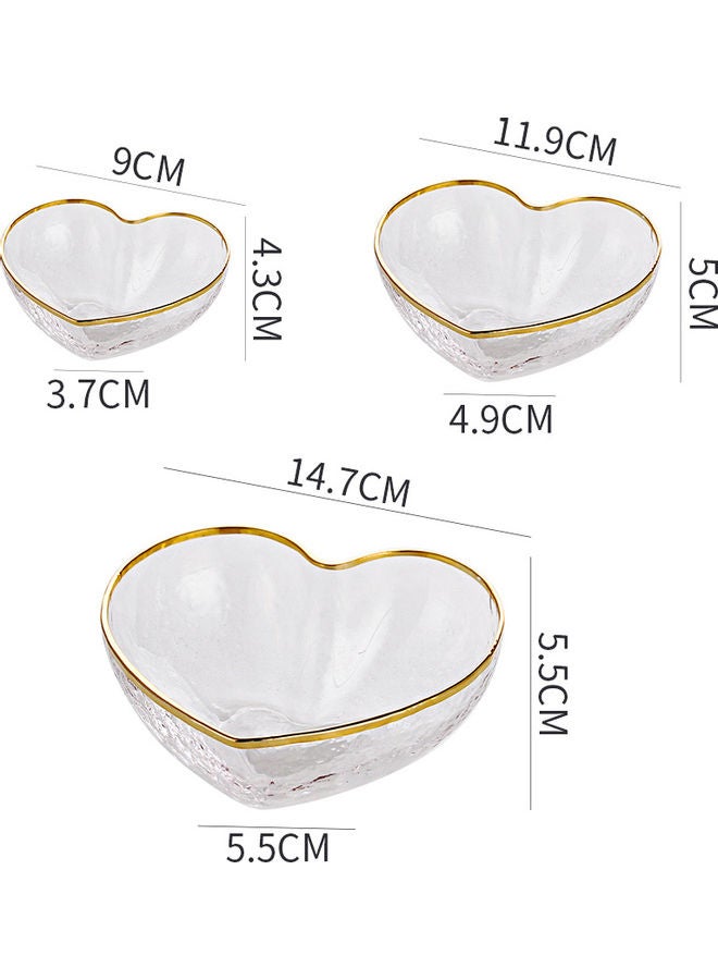 3-Piece Love Shaped Glass Bowl Clear 14.7 X 14.7 X 5.5cm