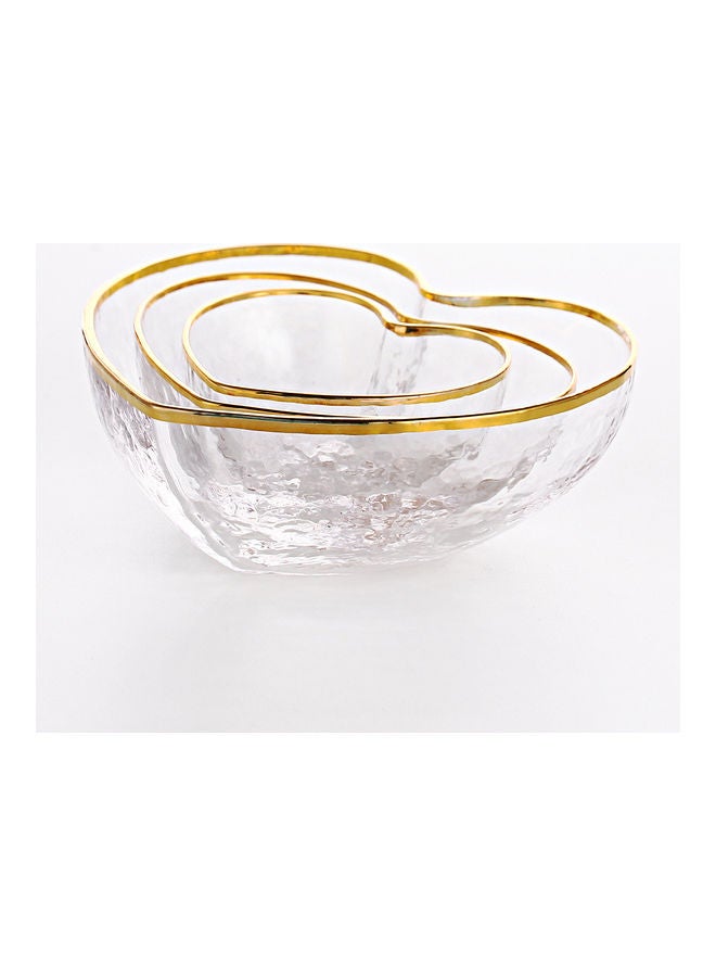3-Piece Love Shaped Glass Bowl Clear 14.7 X 14.7 X 5.5cm