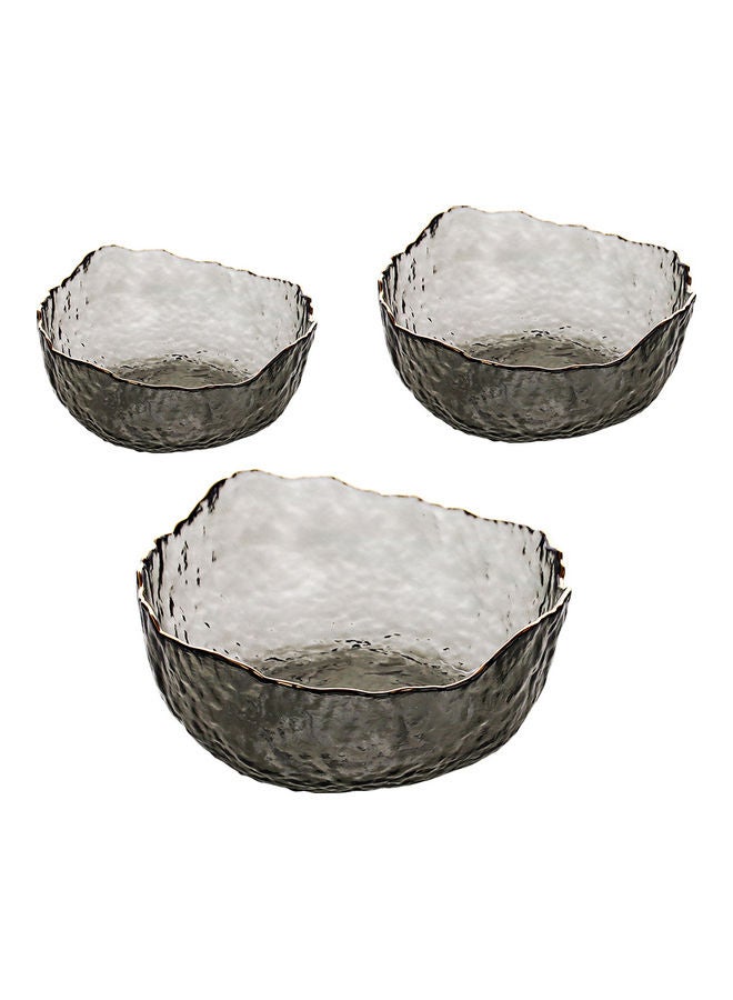 3-Piece Fruit Salad Glass Bowl Assorted 29.5x21.5x29.5cm