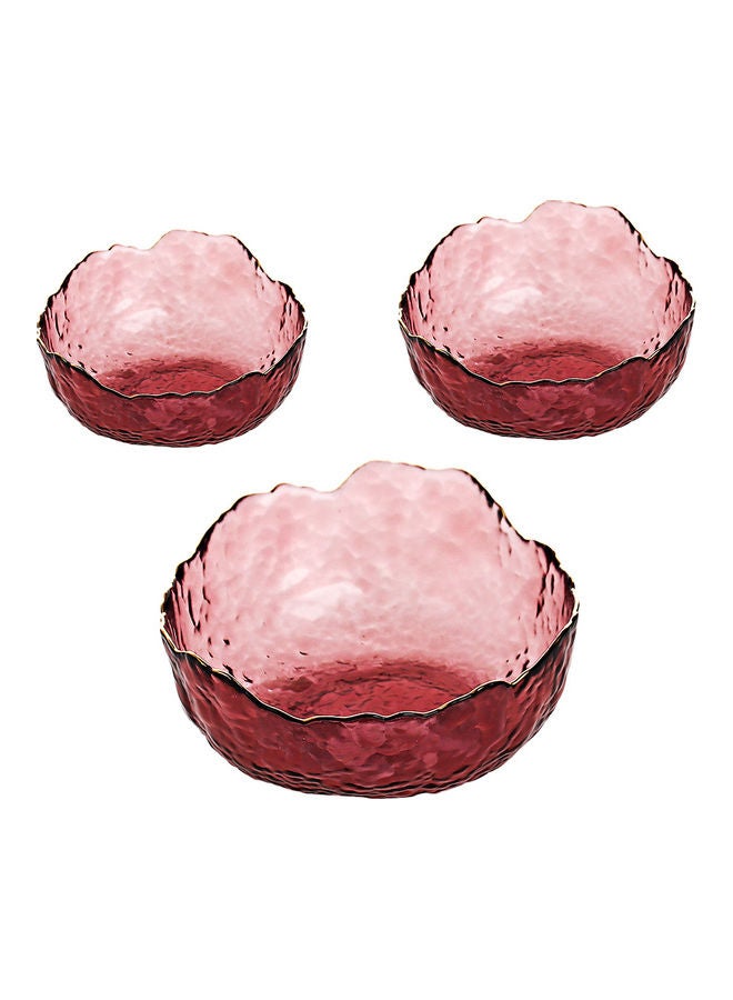 3-Piece Fruit Salad Glass Bowl Purple 24x24x11cm