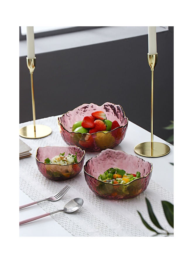 3-Piece Fruit Salad Glass Bowl Purple 24x24x11cm
