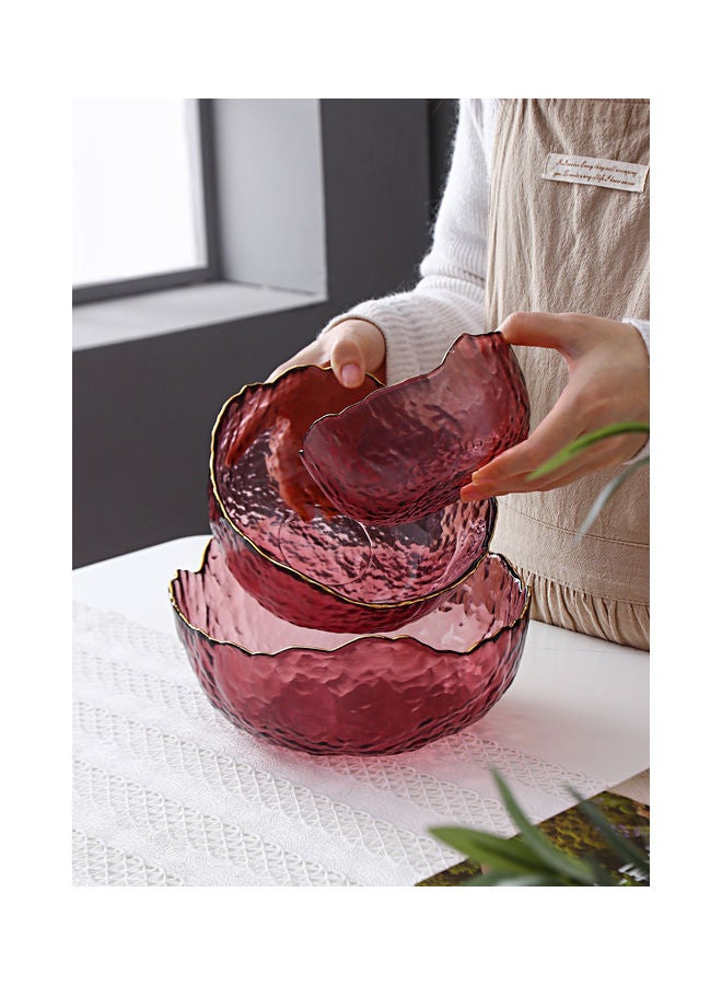 3-Piece Fruit Salad Glass Bowl Purple 24x24x11cm