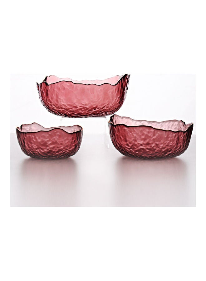 3-Piece Fruit Salad Glass Bowl Purple 24x24x11cm