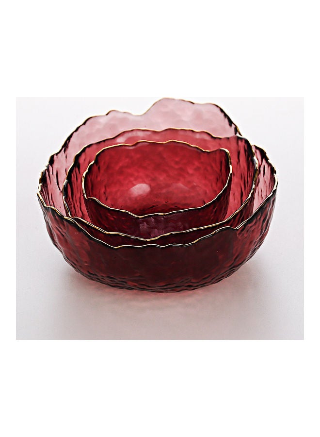 3-Piece Fruit Salad Glass Bowl Purple 24x24x11cm