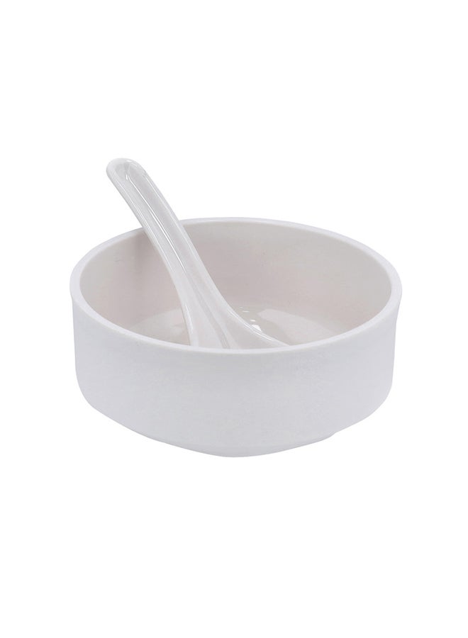 Royalford 12 Pices Soup Bowls Set | Melamine Ware | RF10061 | Durable | Simple & Elegant Design| Ideal for Home Hotels Restaurants Canteens & More White/Grey 41cm