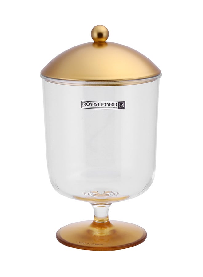 Acrylic Candy Bowl With Lid Gold/Clear 14cm