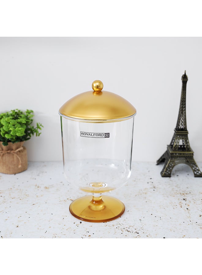 Acrylic Candy Bowl With Lid Gold/Clear 14cm