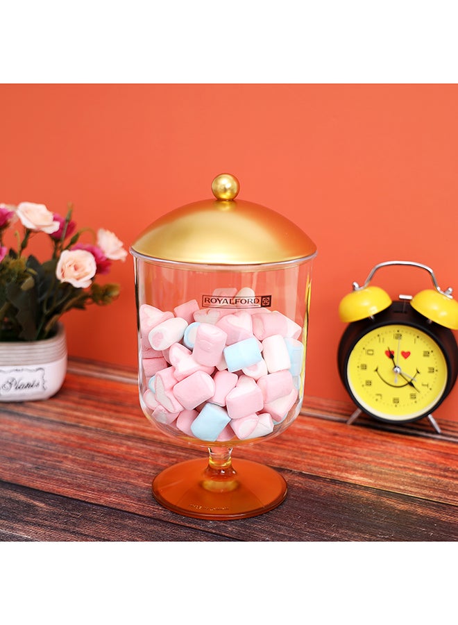 Acrylic Candy Bowl With Lid Gold/Clear 14cm