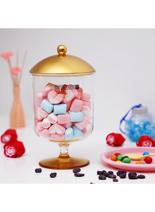 Acrylic Candy Bowl With Lid Gold/Clear 14cm