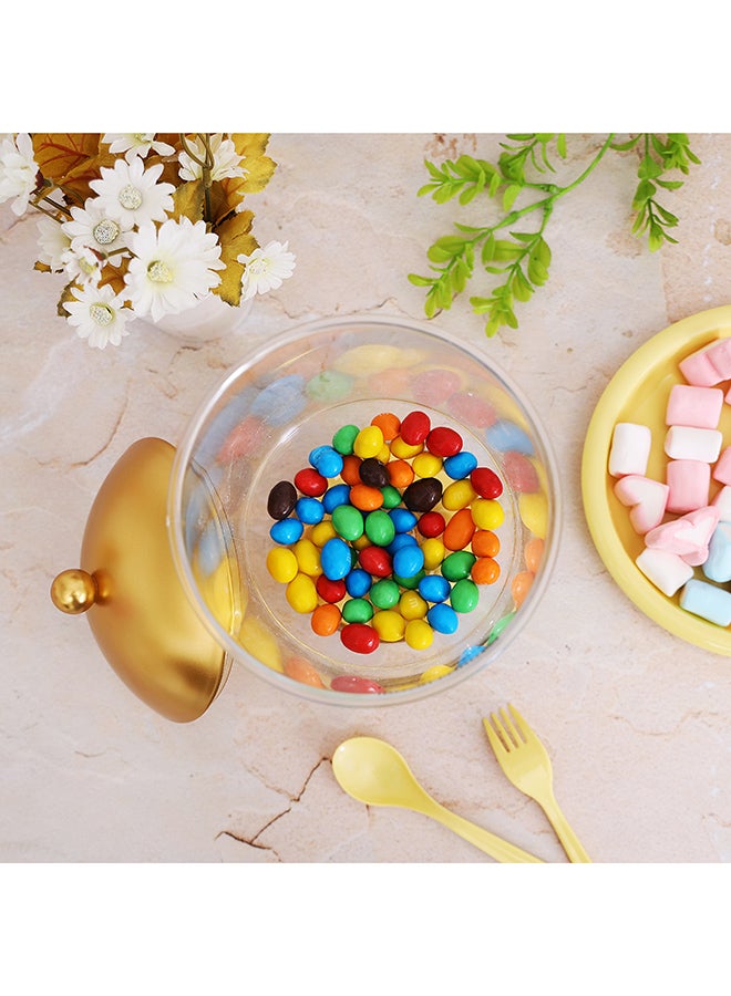 Acrylic Candy Bowl With Lid Gold/Clear 14cm