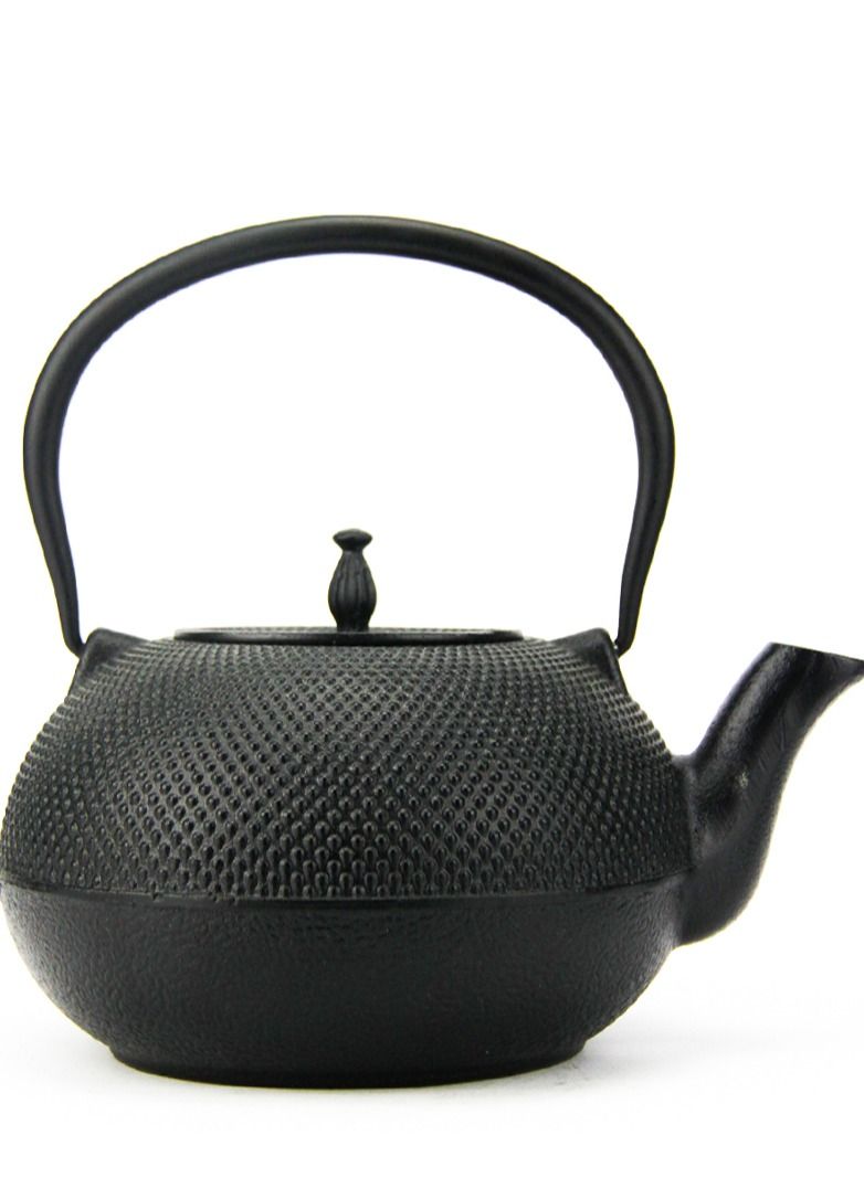 Durable Tetsubin Cast Iron Teapot  Enameled Interior 1.8 Liters Black