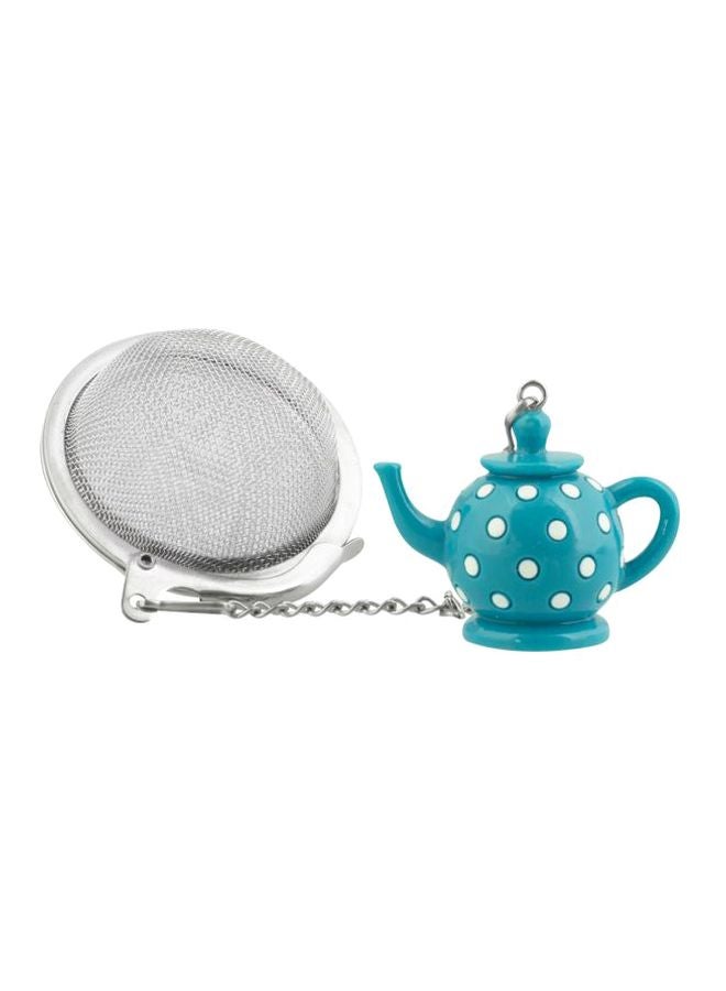 Teapot With Infuser Silver/Blue/White 7x5x2cm