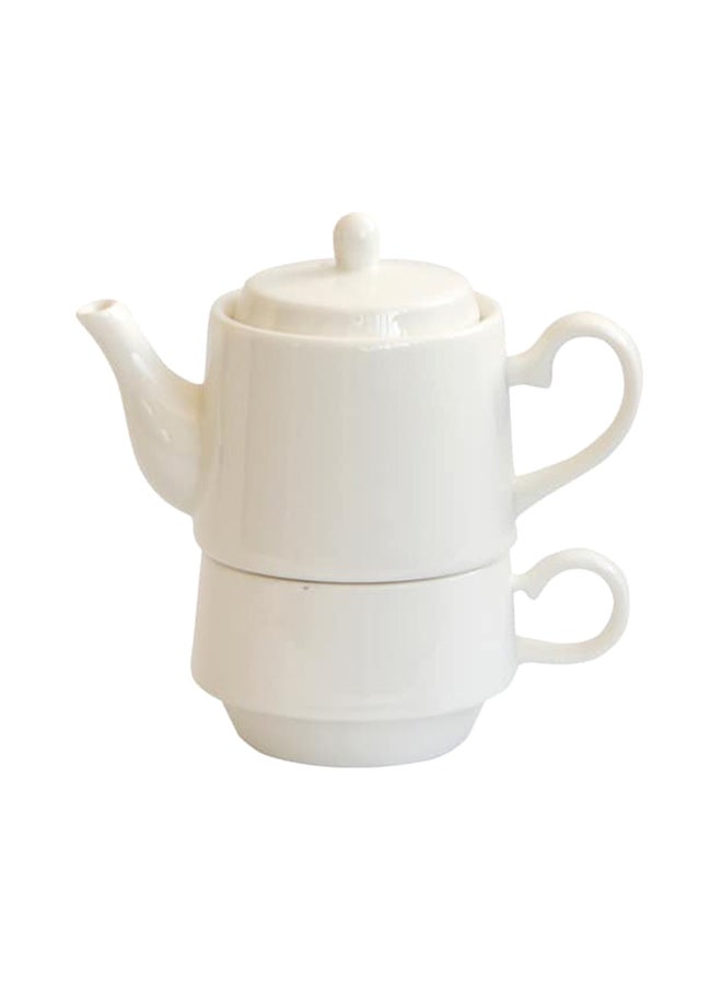 2-Piece Teapot Set White 13x16.5x8.5cm