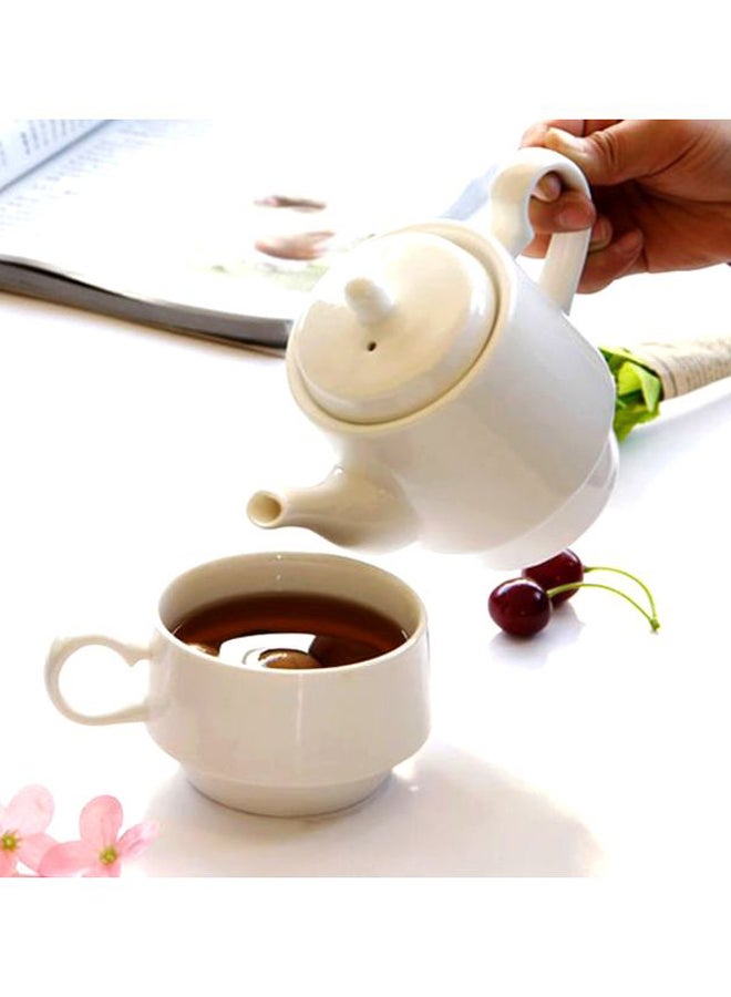 2-Piece Teapot Set White 13x16.5x8.5cm