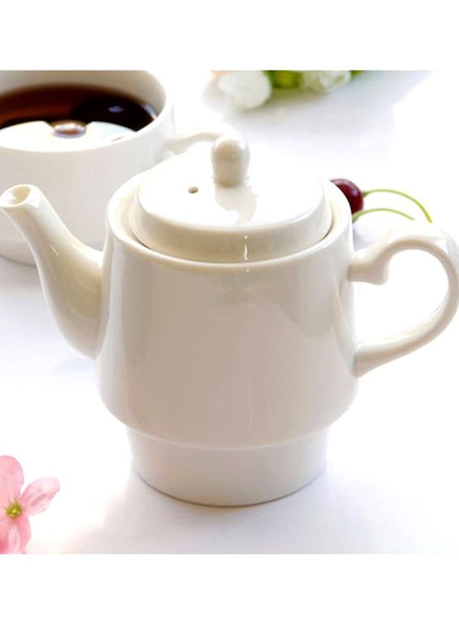 2-Piece Teapot Set White 13x16.5x8.5cm