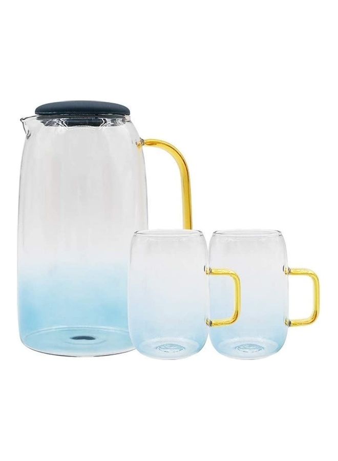 Teapot Set And Coffee Servers With Gold Handle Transparent 1500ml