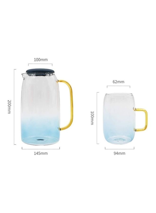 Teapot Set And Coffee Servers With Gold Handle Transparent 1500ml