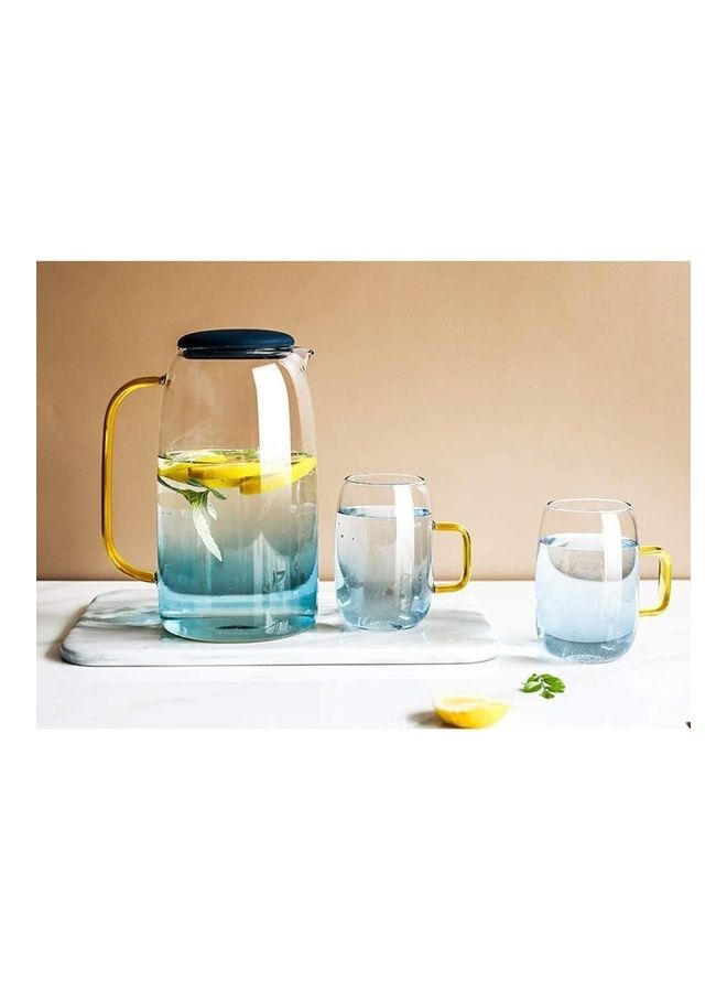 Teapot Set And Coffee Servers With Gold Handle Transparent 1500ml
