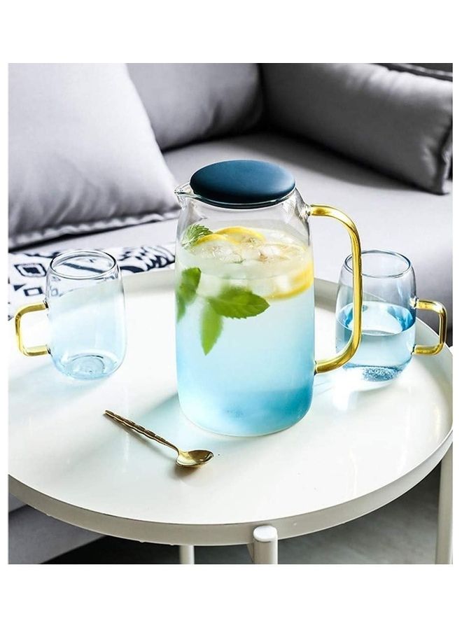 Teapot Set And Coffee Servers With Gold Handle Transparent 1500ml