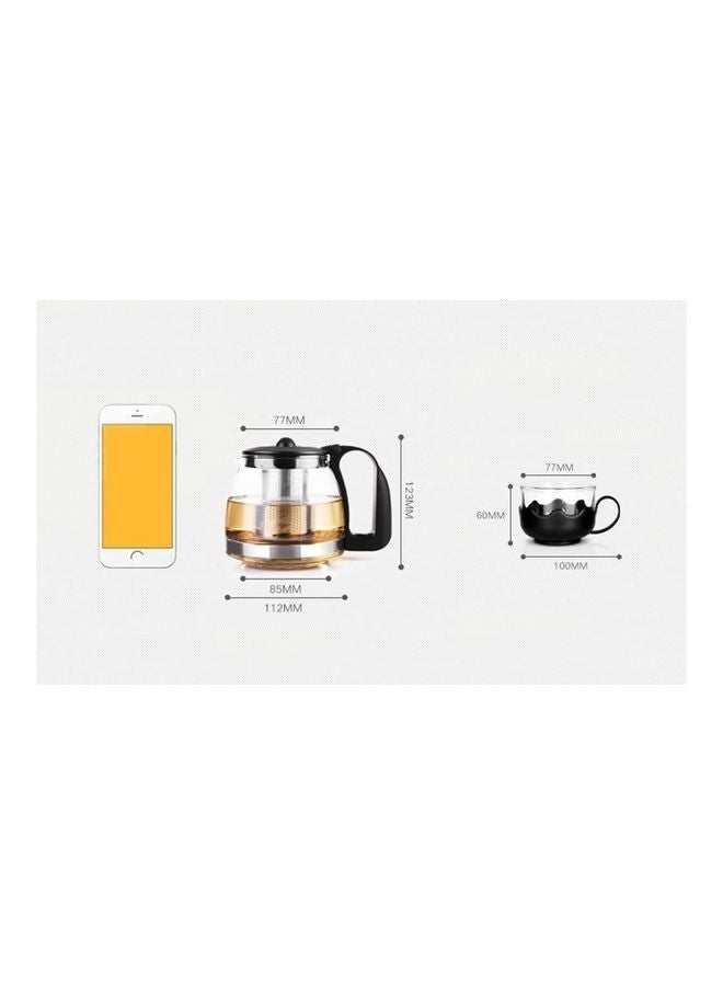 Heat Resistant Glass Tea Set Clear 500ml