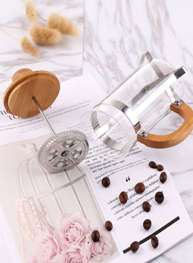 Press Infuser Bamboo Cover With Coffee Pot Clear/Brown/Silver 17.5x8.5cm