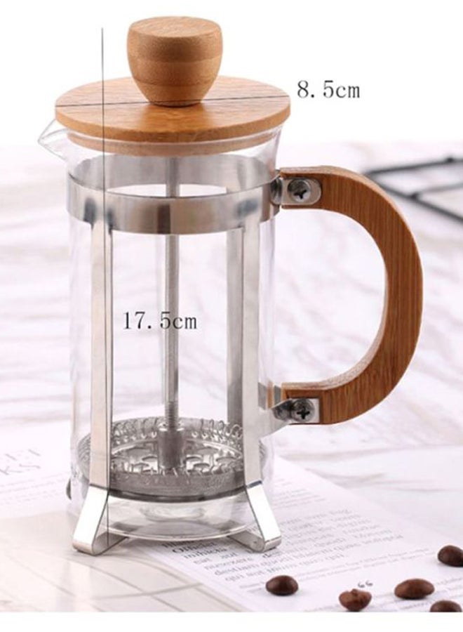 Press Infuser Bamboo Cover With Coffee Pot Clear/Brown/Silver 17.5x8.5cm